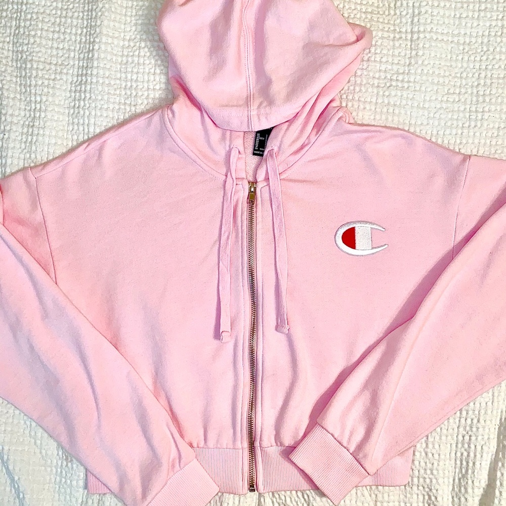 Pink Cropped and Hooded Jacket
